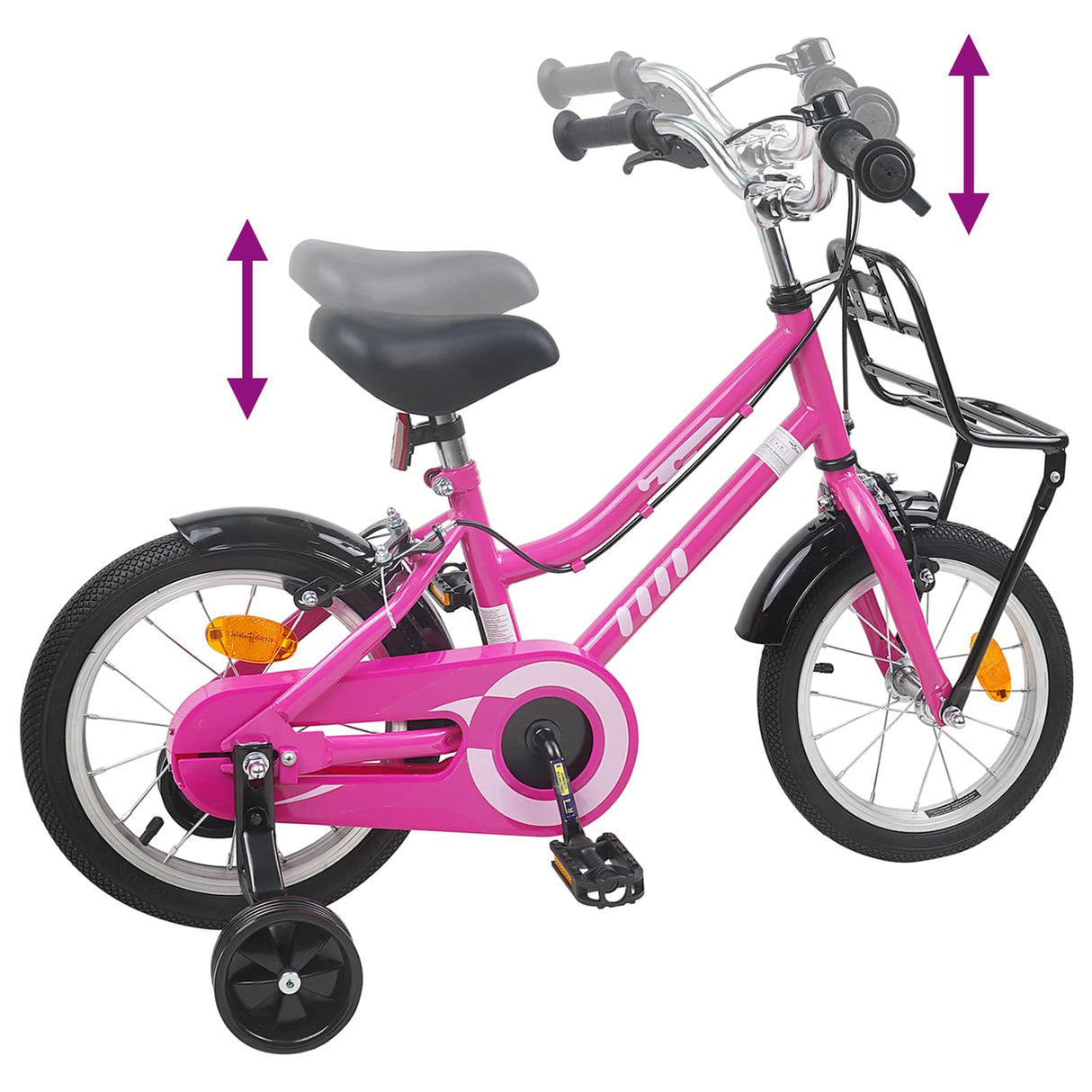 vidaXL Kinderfiets 12 Inch voor 2-4 jaar oud Roze en Zwart