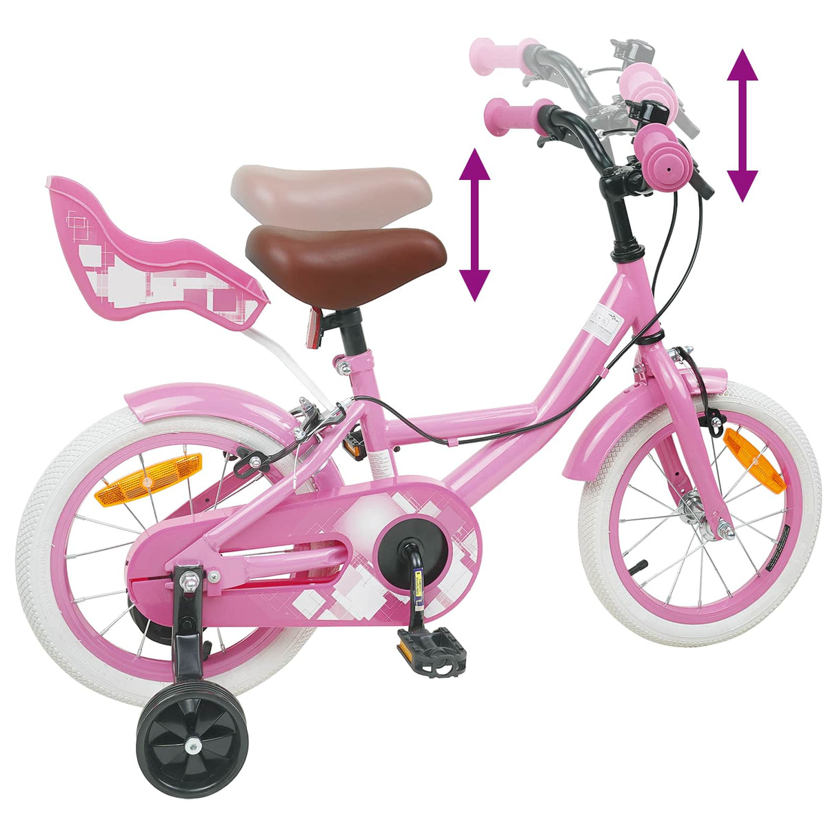 vidaXL Kinderfiets 12 Inch voor 2-4 jaar oud Licht Roze