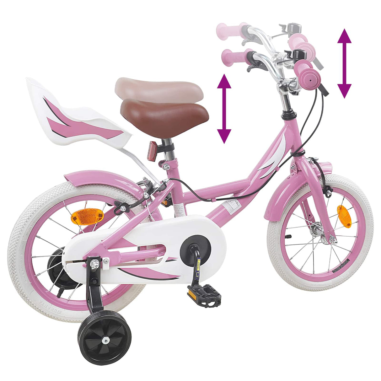 vidaXL Kinderfiets 12 Inch voor 2-4 jaar oud Licht Roze