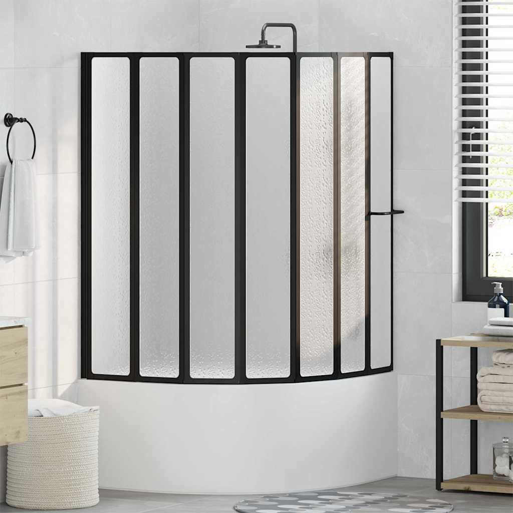 Douche en badscherm 140 x 168 cm 7 panelen met handdoekrek