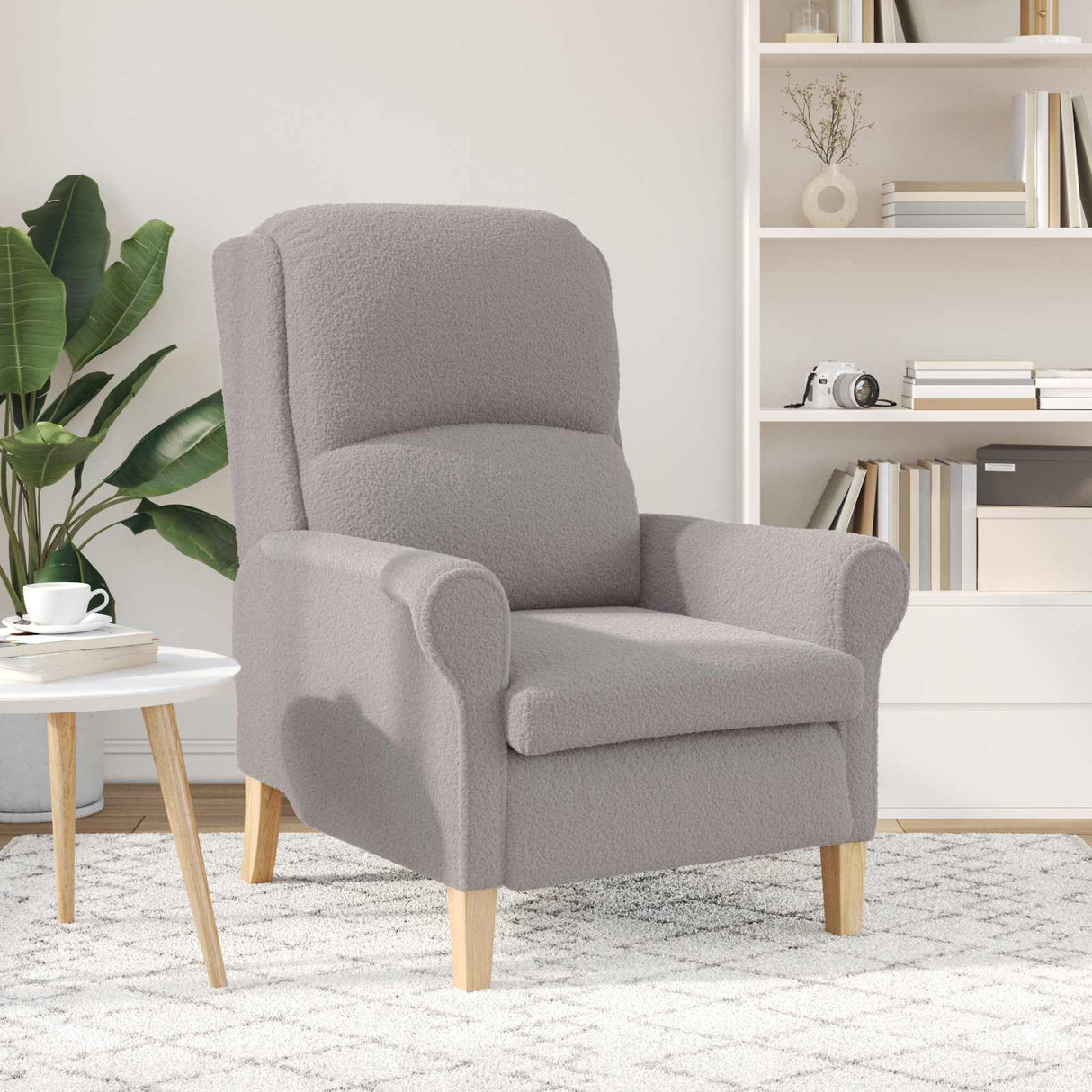 vidaXL Fauteuil Lichtgrijs Zachte Sherpa-stof