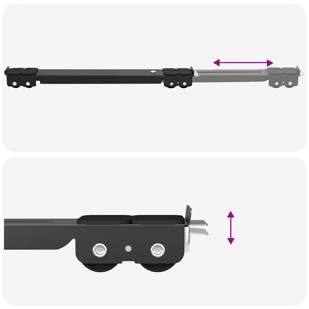 vidaXL Washing Machine Base 2 pcs Black 72 x 5 x 4.5 cm Stainless Steel