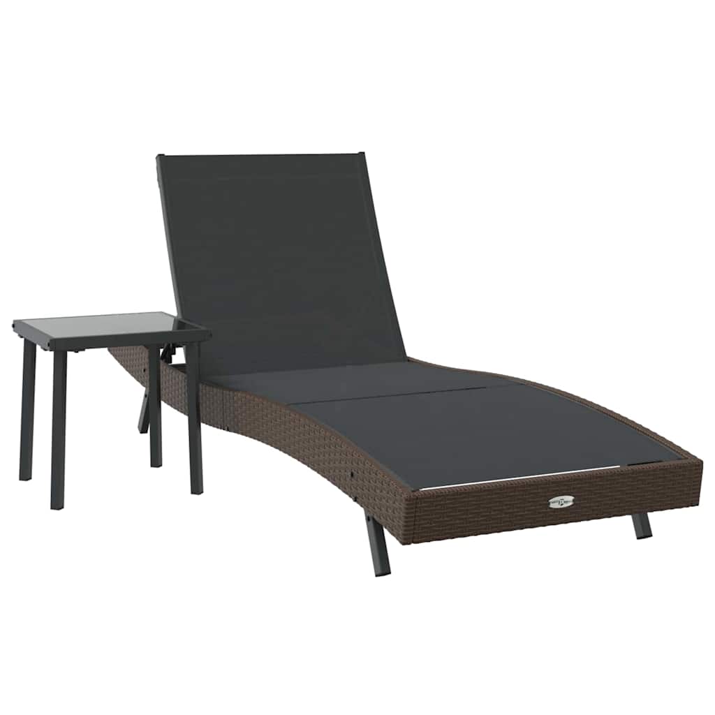 vidaXL Sun Lounger 2 pcs Black and Brown poly rattan