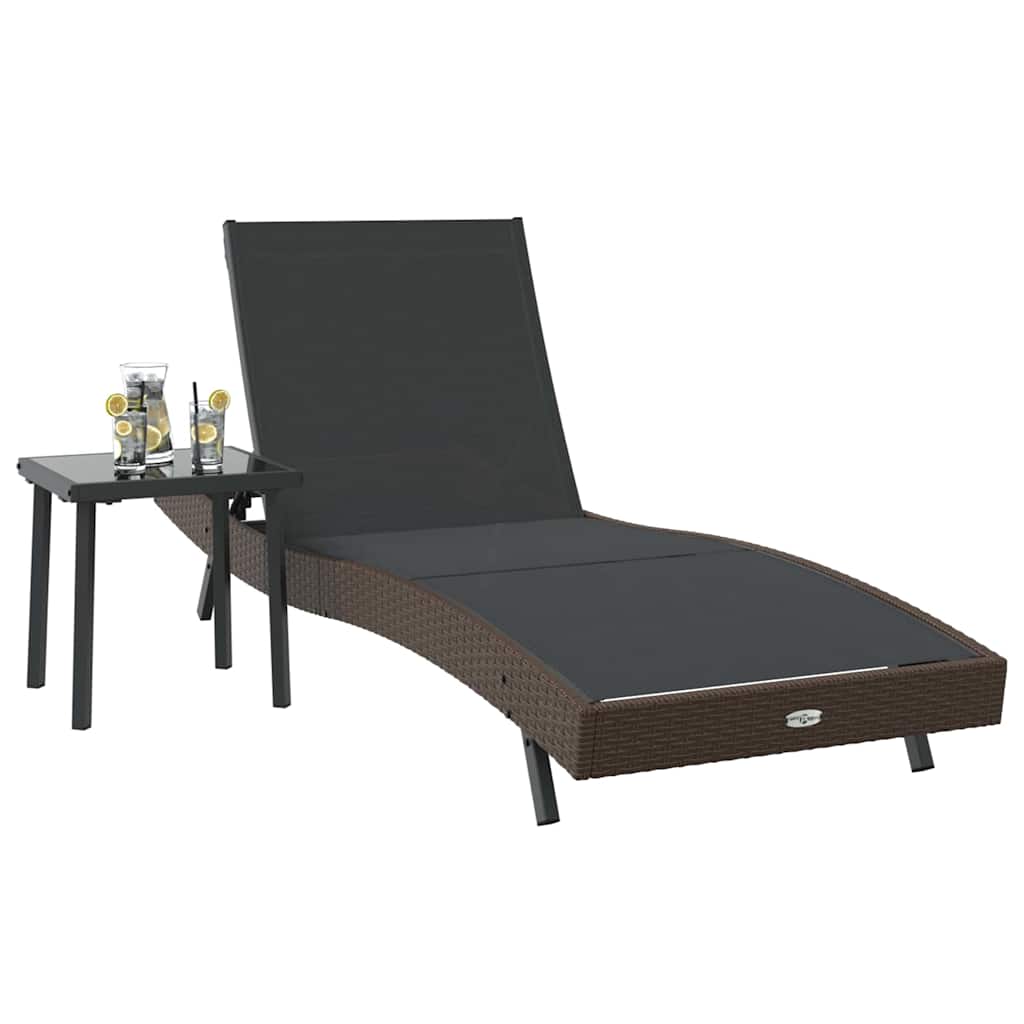 vidaXL Sun Lounger 2 pcs Black and Brown poly rattan