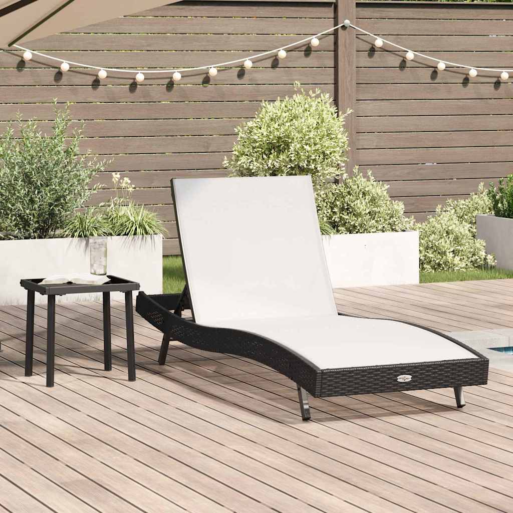 vidaXL Sun Lounger 2 pcs Black and Brown poly rattan