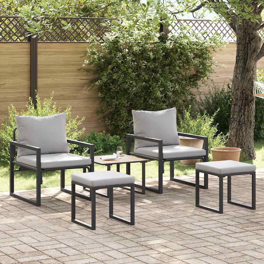 vidaXL Tuinmeubelen 4 pcs 2-Aantal zitplaatsen Lichtgrijs Polyester