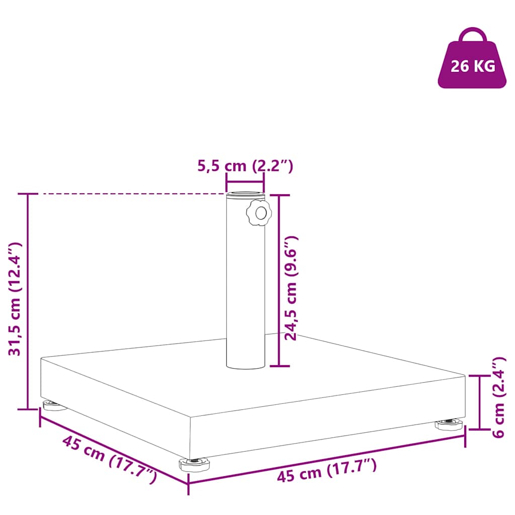 vidaXL Parasolvoet Donkergrijze Houtlook 45 x 45 x 31,5 cm
