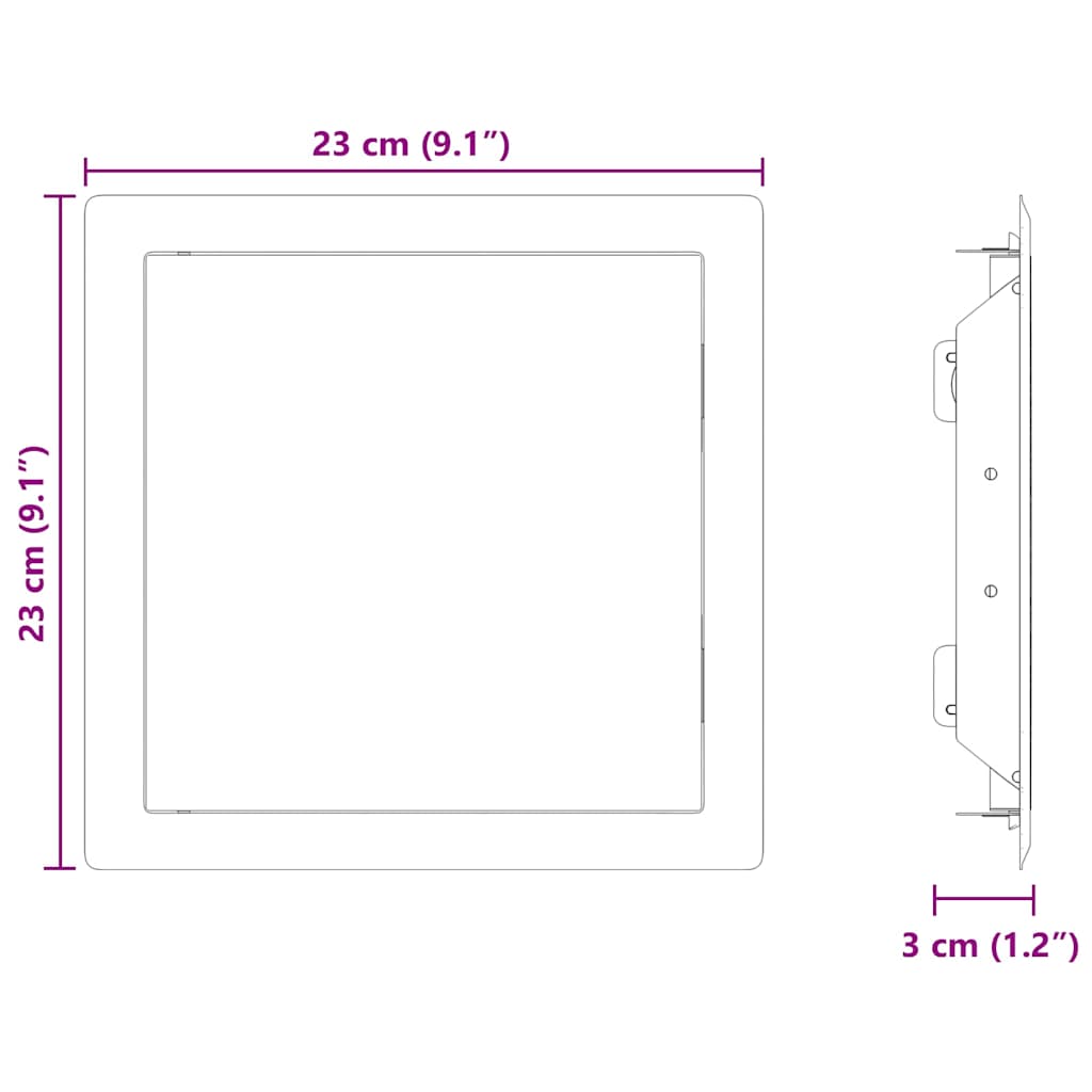 vidaXL Access Panel 2 pcs Wit 23 x 23 x 3 cm Staal