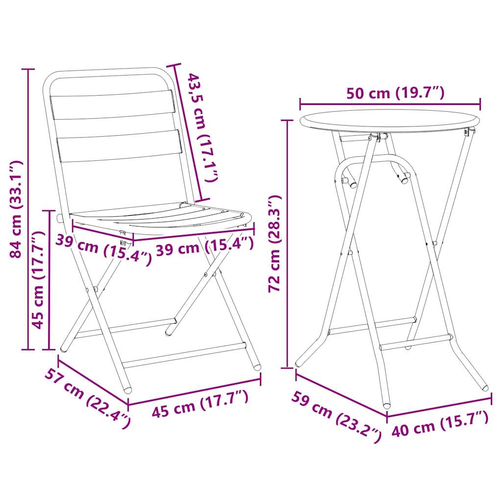 vidaXL Tuin Bistro Set 3 pcs Antraciet Staal
