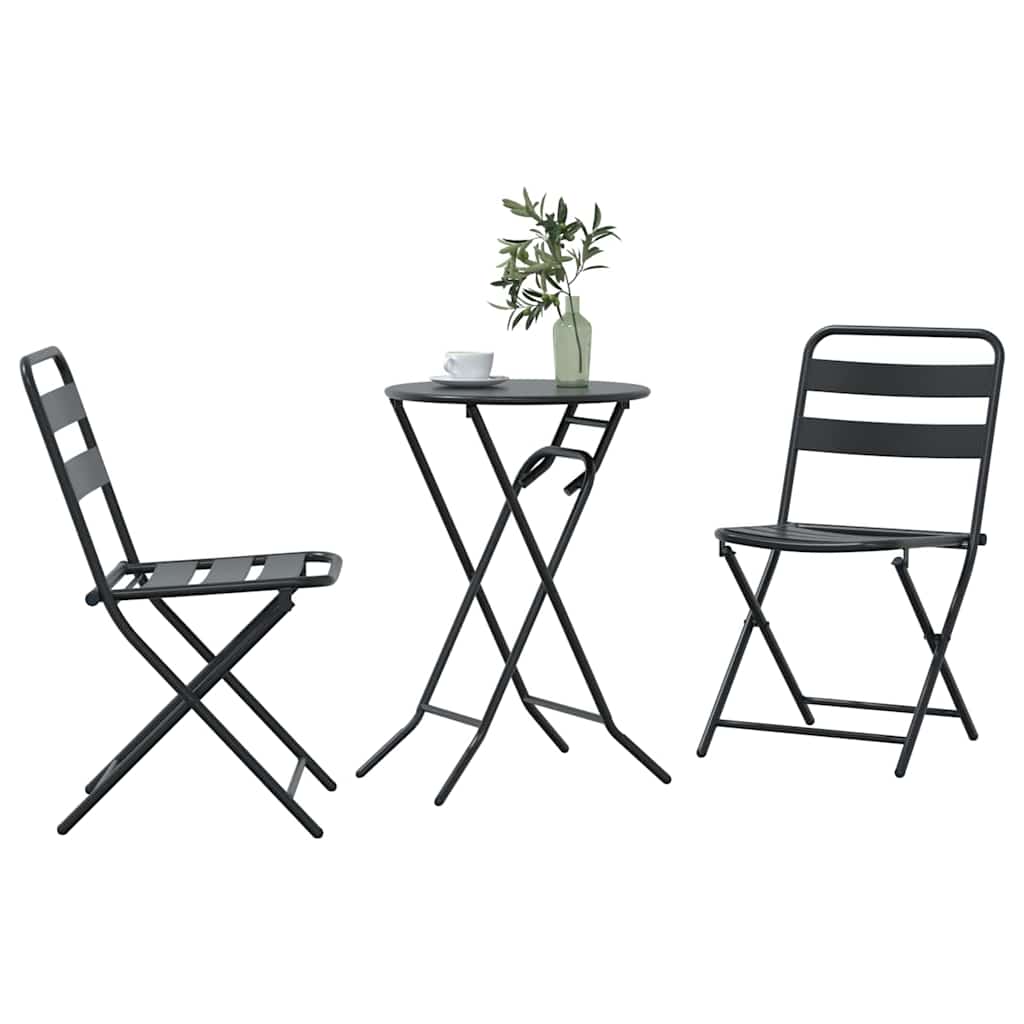 vidaXL Tuin Bistro Set 3 pcs Antraciet Staal