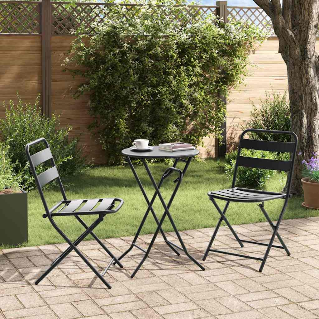 vidaXL Tuin Bistro Set 3 pcs Antraciet Staal