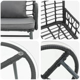 vidaXL Tuin Eettafel Set 3 pcs Zwart en Anthraciet poly rattan