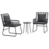 vidaXL Tuin Eettafel Set 3 pcs Zwart en Anthraciet poly rattan