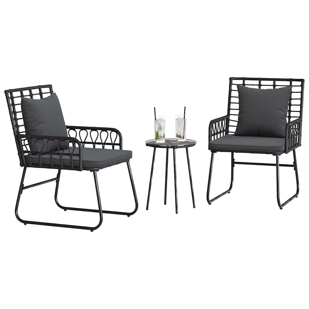 vidaXL Tuin Eettafel Set 3 pcs Zwart en Anthraciet poly rattan