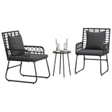vidaXL Tuin Eettafel Set 3 pcs Zwart en Anthraciet poly rattan