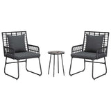vidaXL Tuin Eettafel Set 3 pcs Zwart en Anthraciet poly rattan