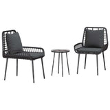 vidaXL Tuin Eettafel Set 3 pcs Zwart en Anthraciet poly rattan