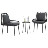vidaXL Tuin Eettafel Set 3 pcs Zwart en Anthraciet poly rattan