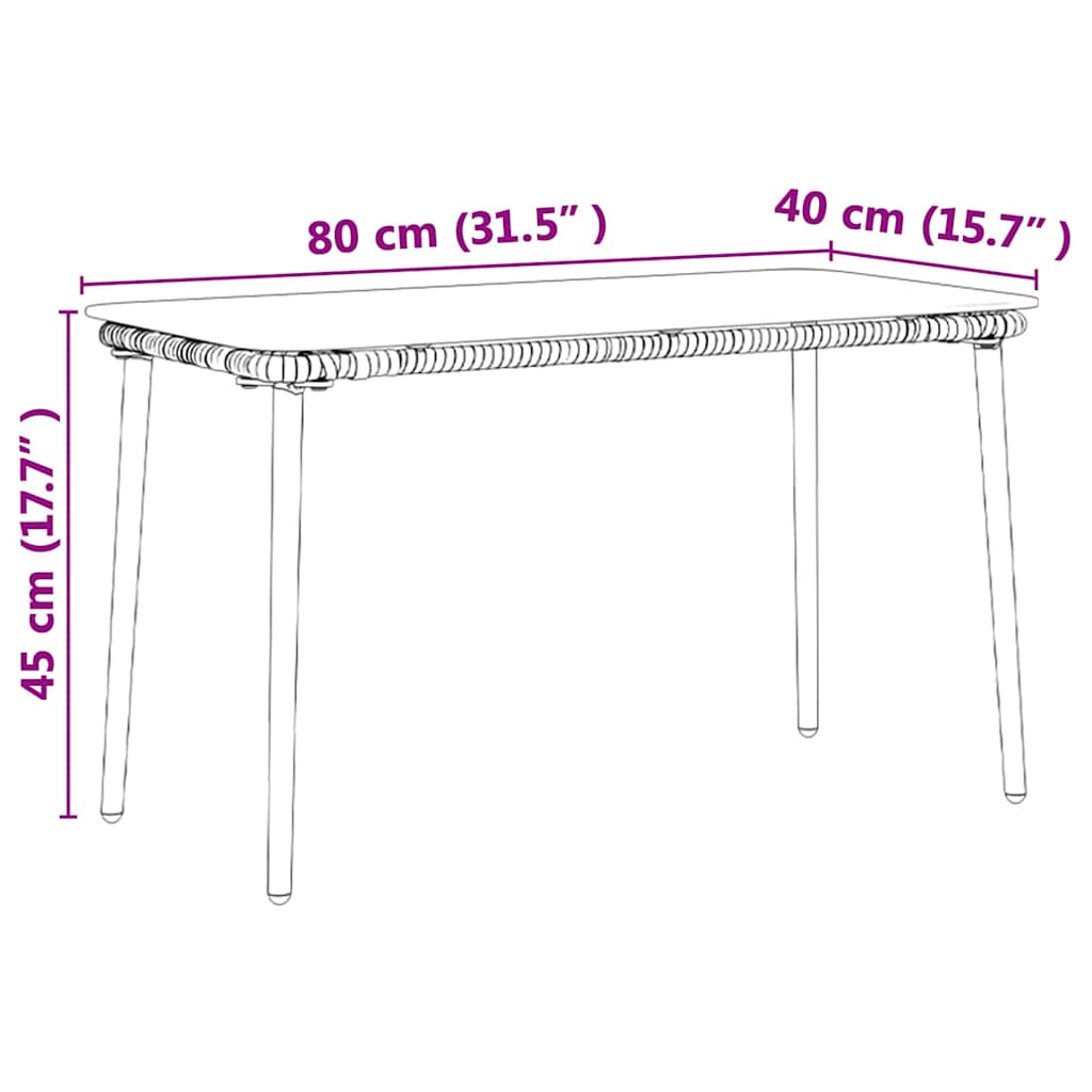 vidaXL Tuin Tafel Zwart 80 x 40 x 45 cm poly rattan