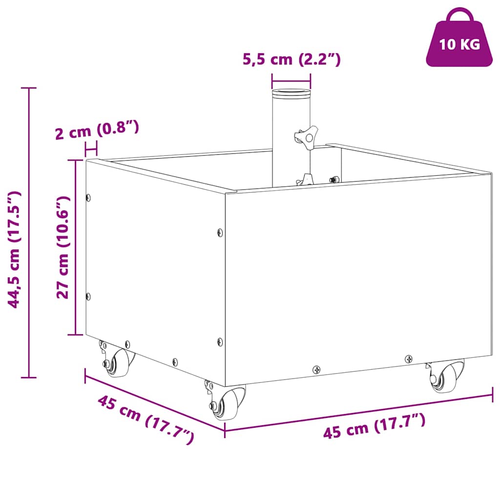 vidaXL Parasolvoet Groen 45 x 45 x 45 cm Staal