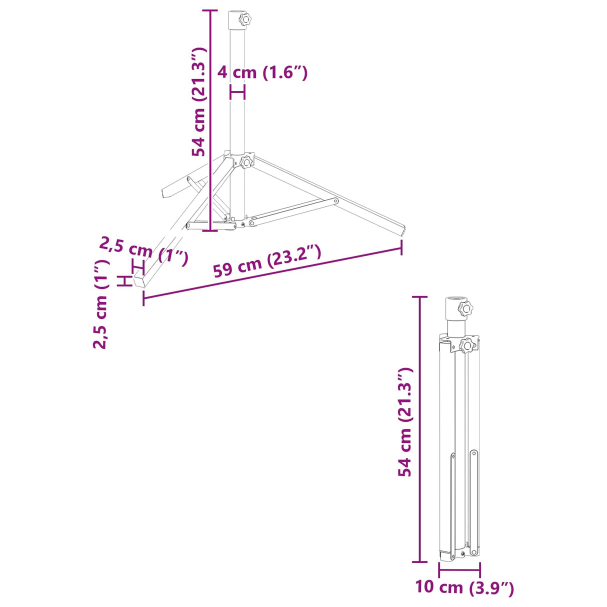 vidaXL Parasol Base White Steel for 25-32 mm Pole