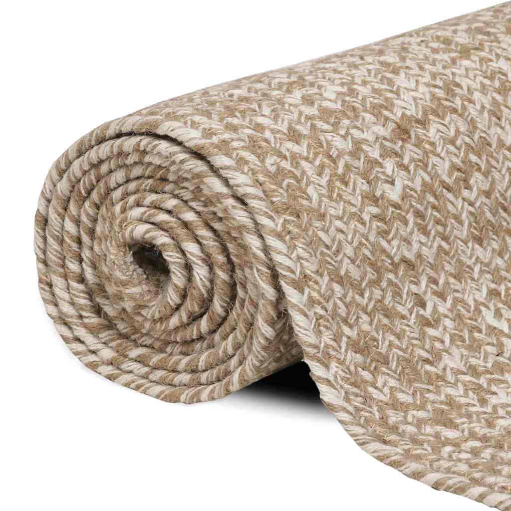 vidaXL Vloerkleden Rechthoekig Natuurlijk en Wit 60 x 110 cm Jute
