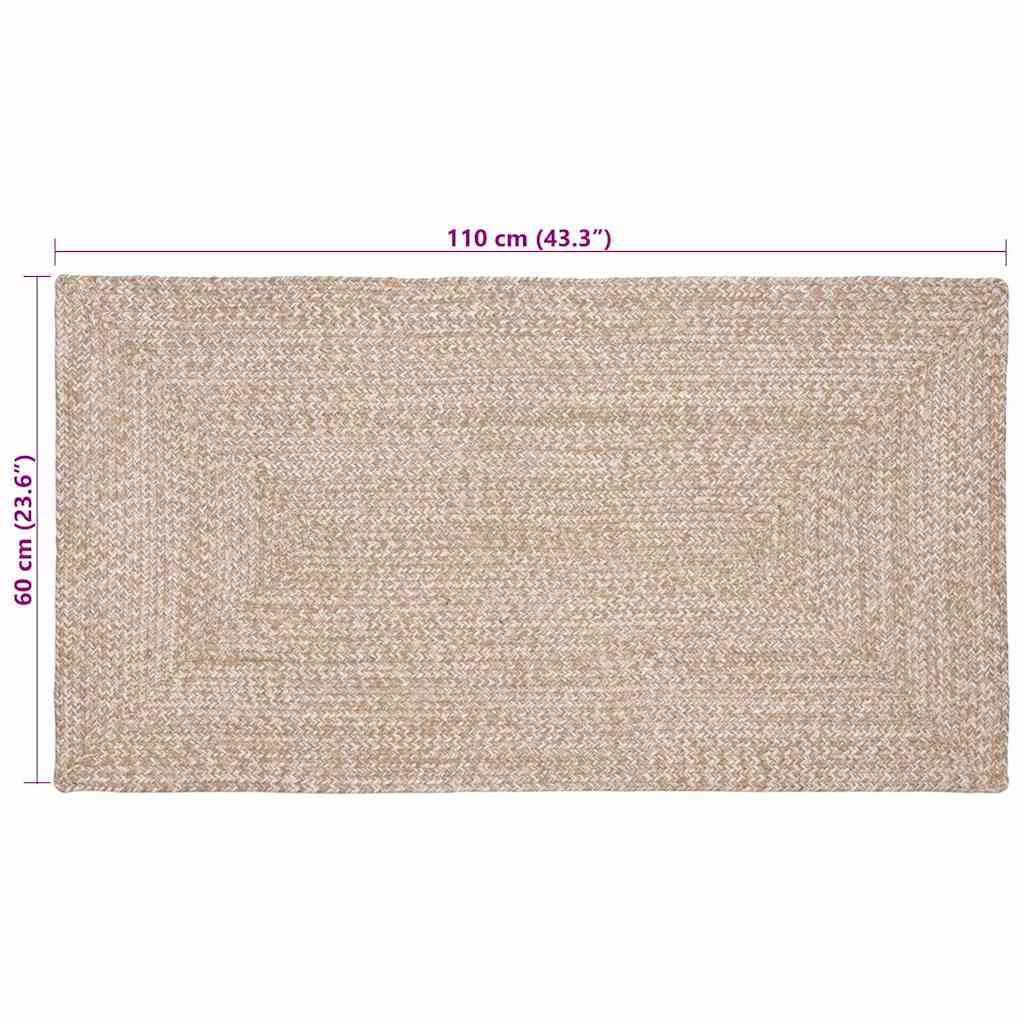 vidaXL Vloerkleden Rechthoekig Natuurlijk en Wit 60 x 110 cm Jute