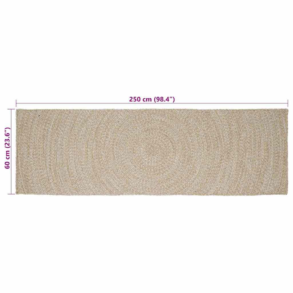 vidaXL Vloerkleden Natuurlijk en Wit 60 x 250 cm Jute