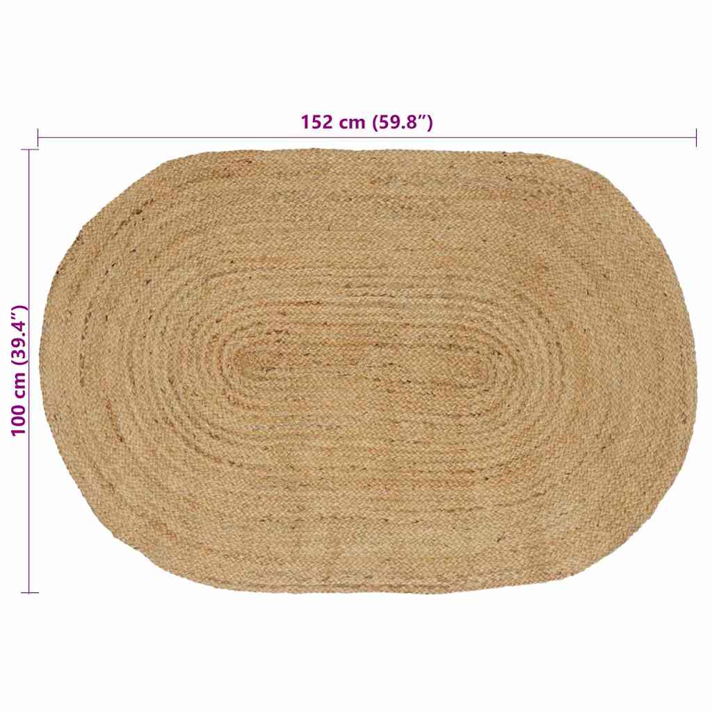 vidaXL Vloerkleden Ovaal Naturel 100 x 152 cm Jute