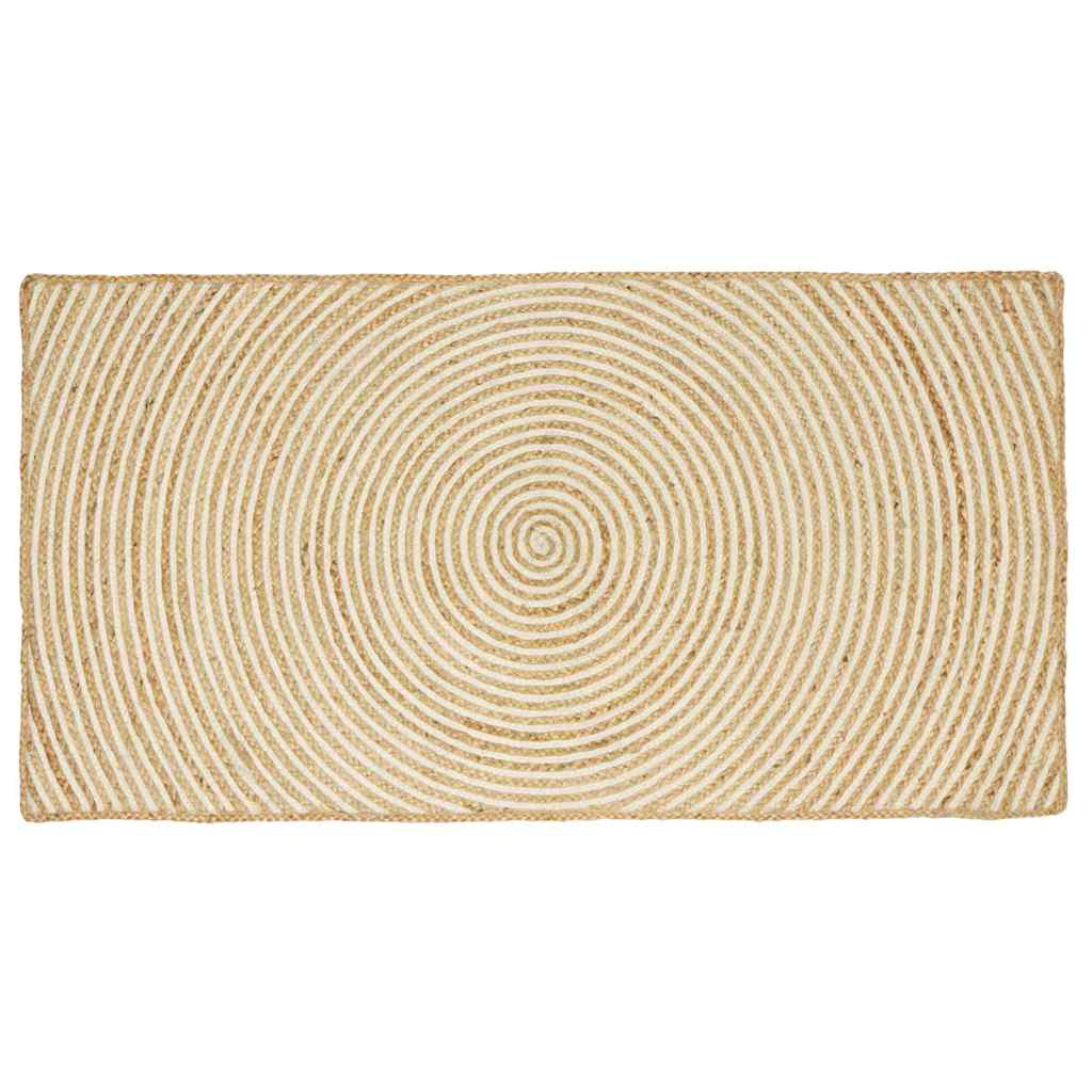vidaXL Tapijt Natuurlijk en Wit 60 x 110 cm Jute