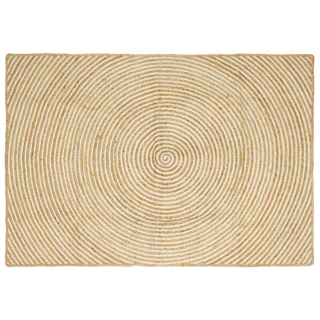 vidaXL Tapijt Natuurlijk en Wit 60 x 110 cm Jute
