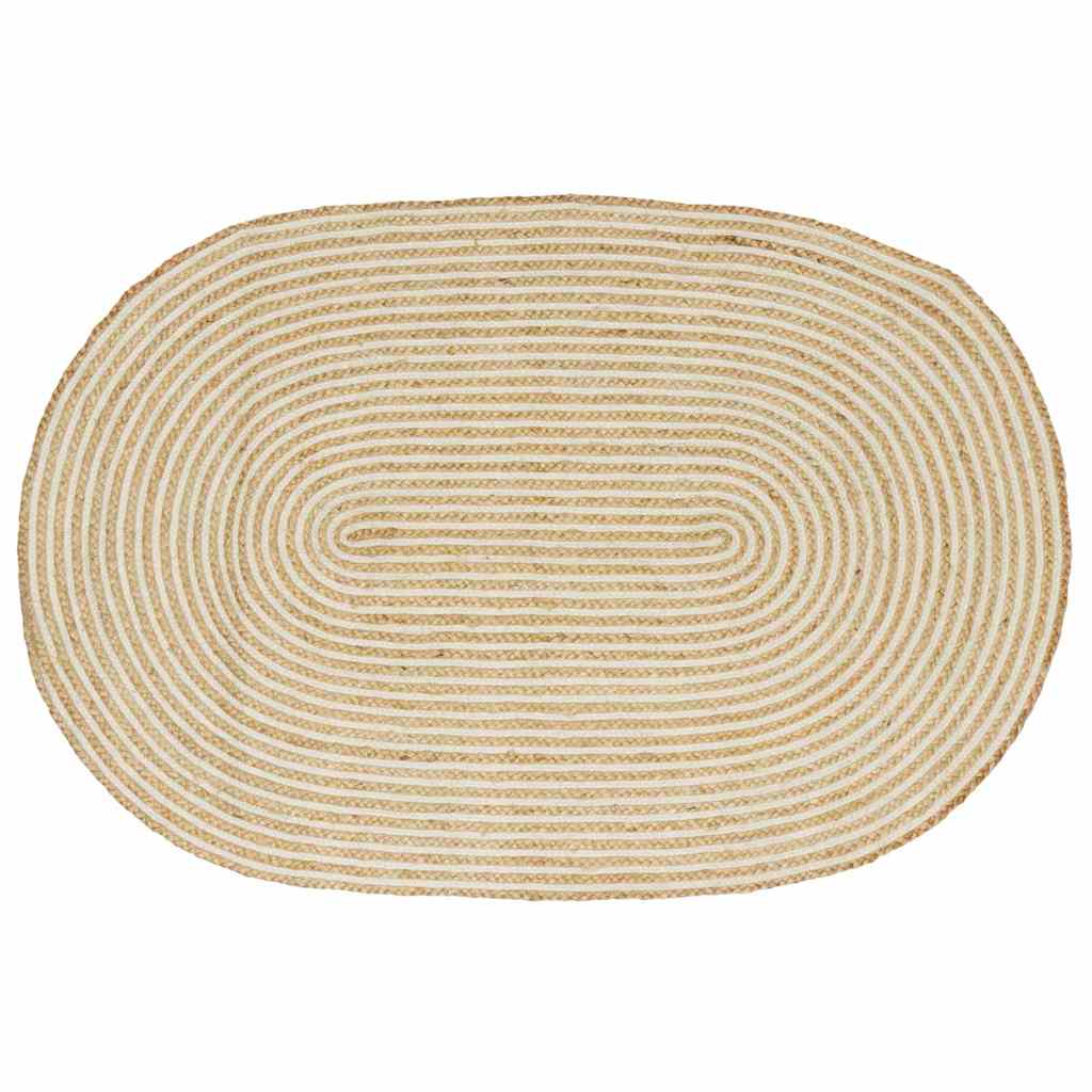 vidaXL Tapijt Natuurlijk en Wit 100 x 152 cm Jute