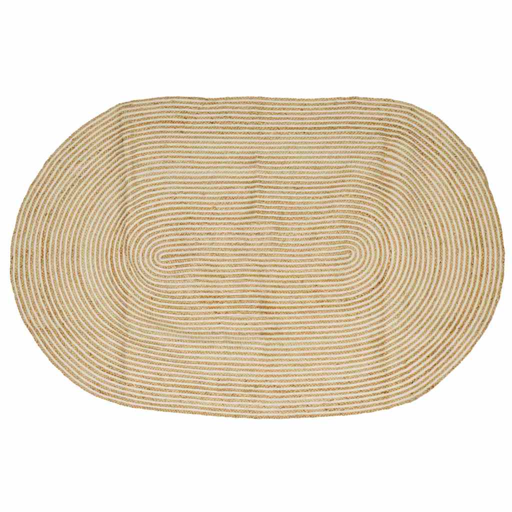 vidaXL Tapijt Natuurlijk en Wit 100 x 152 cm Jute