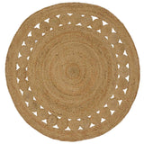 vidaXL Tapijt met ontwerp rond 90 cm gevlochten jute