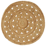 vidaXL Tapijt met ontwerp rond 90 cm gevlochten jute