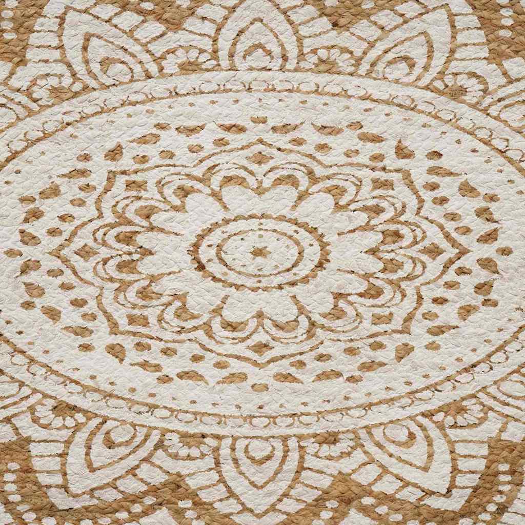 vidaXL Jute Tapijt Bloemen Naturel 100 x 152 cm Jute
