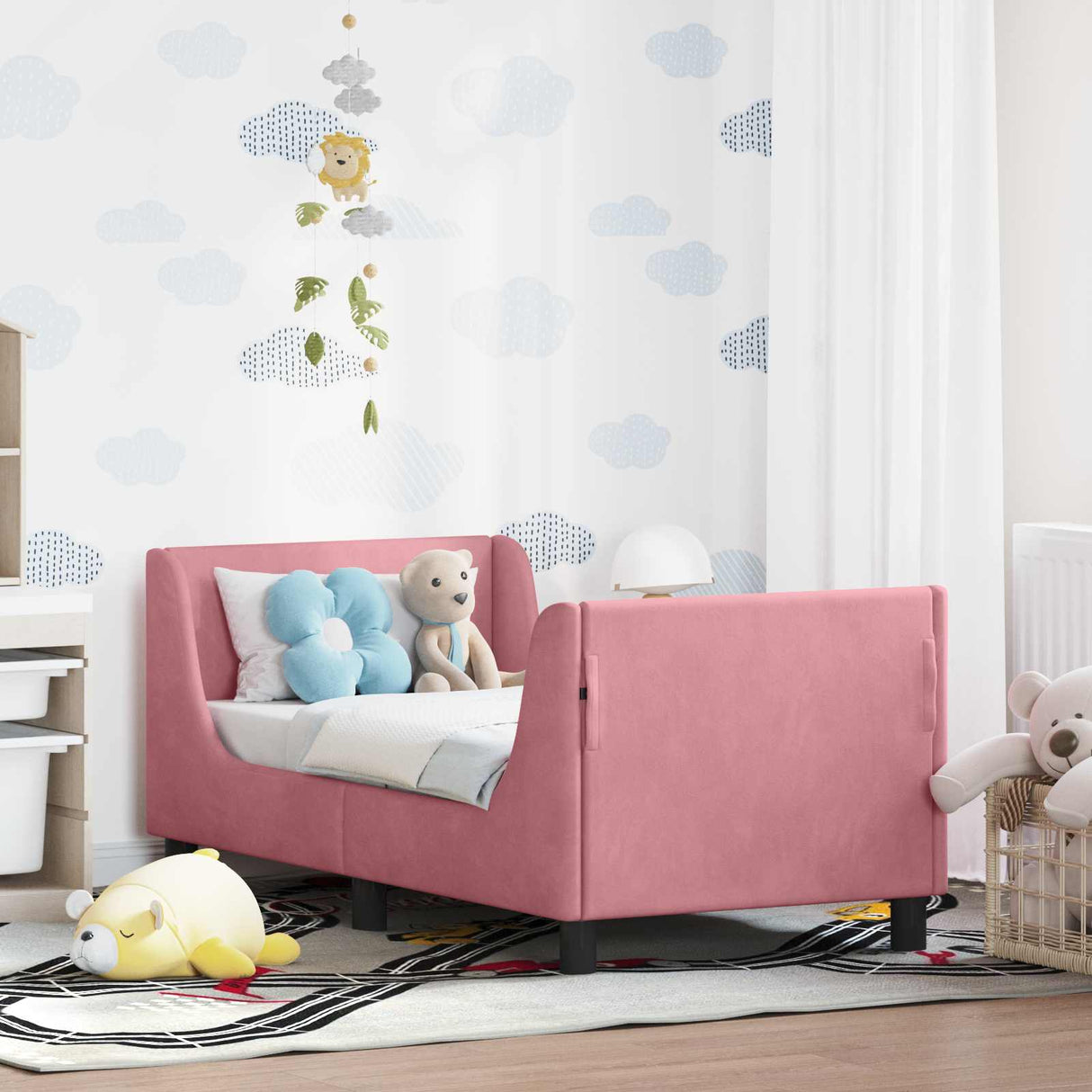 vidaXL Toddler Bed Frame with Headboard Dark Grey 70 x 140 cm Velvet