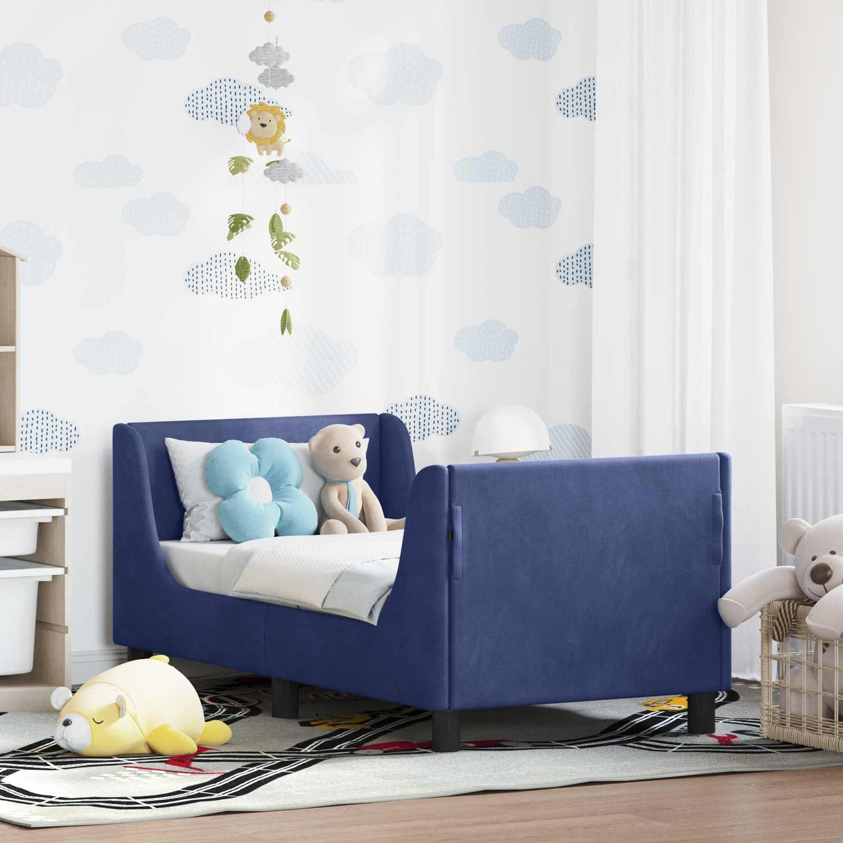 vidaXL Toddler Bed Frame with Headboard Dark Grey 70 x 140 cm Velvet