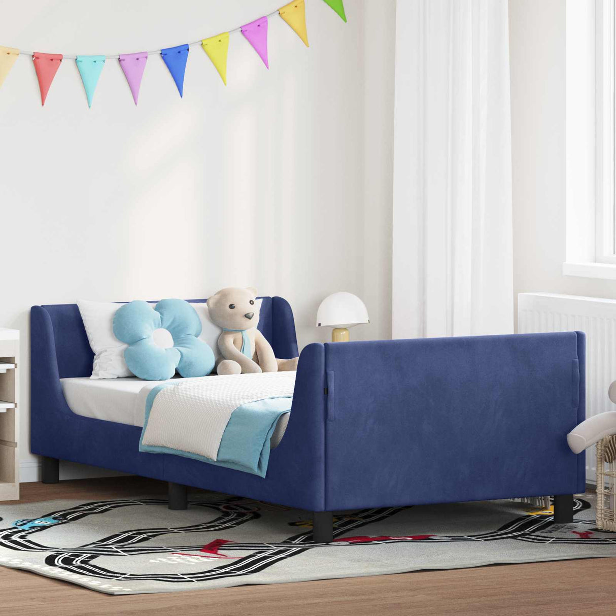 vidaXL Toddler Bed Frame with Headboard Dark Grey 70 x 140 cm Velvet