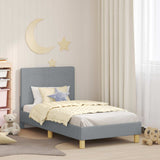 vidaXL Peuterbedframe met hoofdboard Lichtgrijs 70 x 140 cm Stof