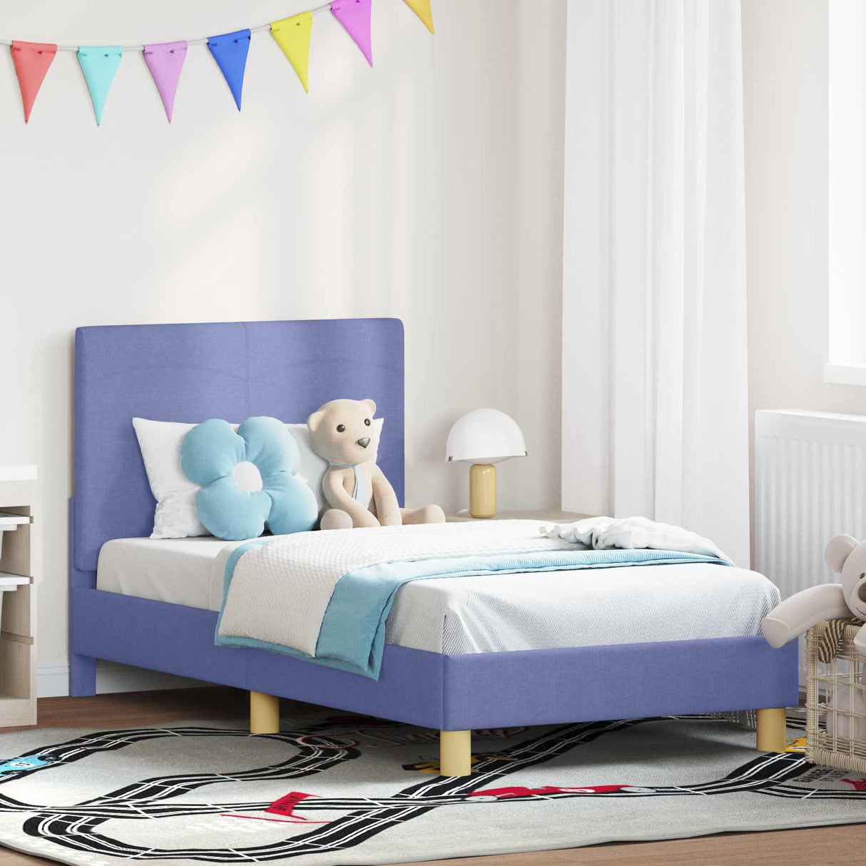 vidaXL Peuterbedframe met hoofdboard Lichtgrijs 70 x 140 cm Stof