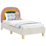 vidaXL Peuterbedframe met hoofdboard Crèmekleurig 70 x 140 cm Fluweel