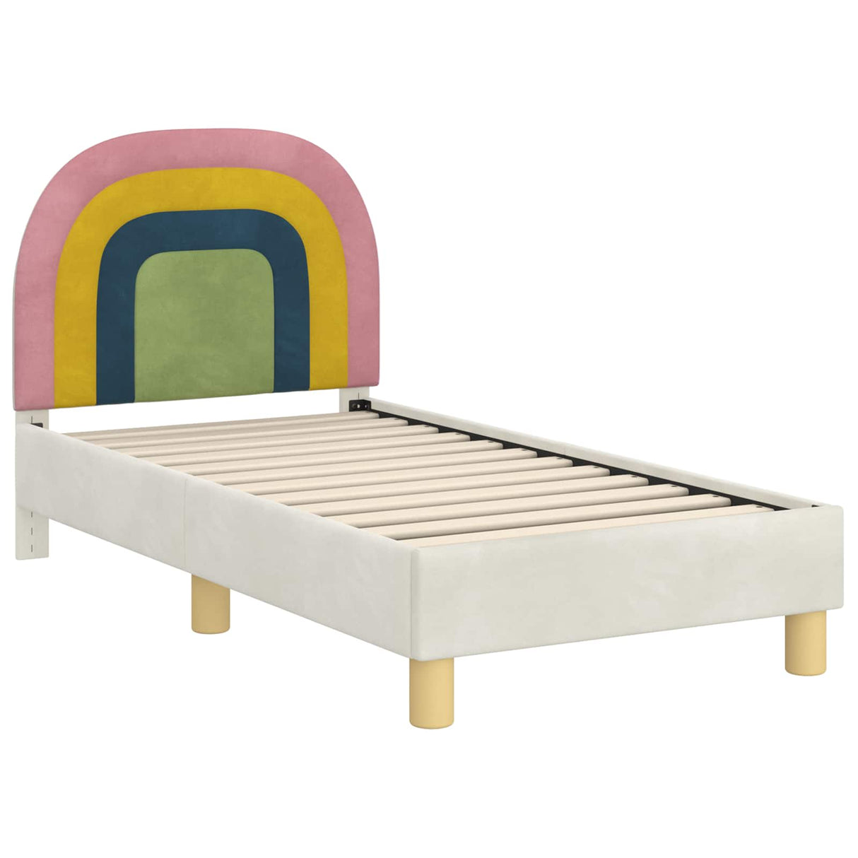 vidaXL Peuterbedframe met hoofdboard Crèmekleurig 70 x 140 cm Fluweel