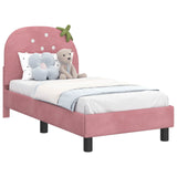 vidaXL Peuterbedframe met hoofdboard Roze 70 x 140 cm Fluweel