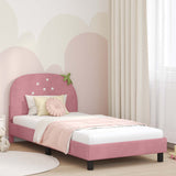 vidaXL Peuterbedframe met hoofdboard Roze 70 x 140 cm Fluweel