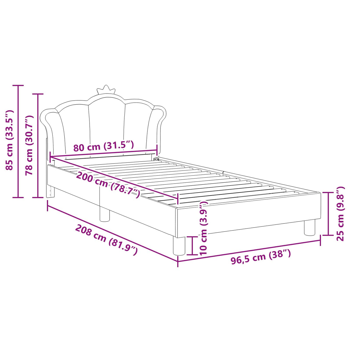 vidaXL Kinderen bedframe met hoofdboard Roze 80 x 200 cm PU
