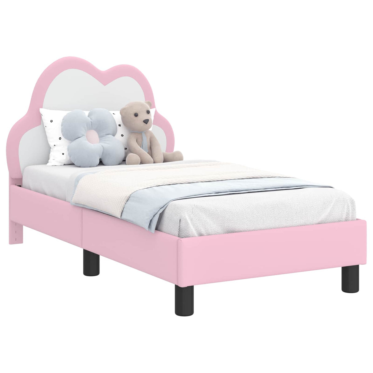 vidaXL Peuterbedframe met hoofdboard Roze 70 x 140 cm PU