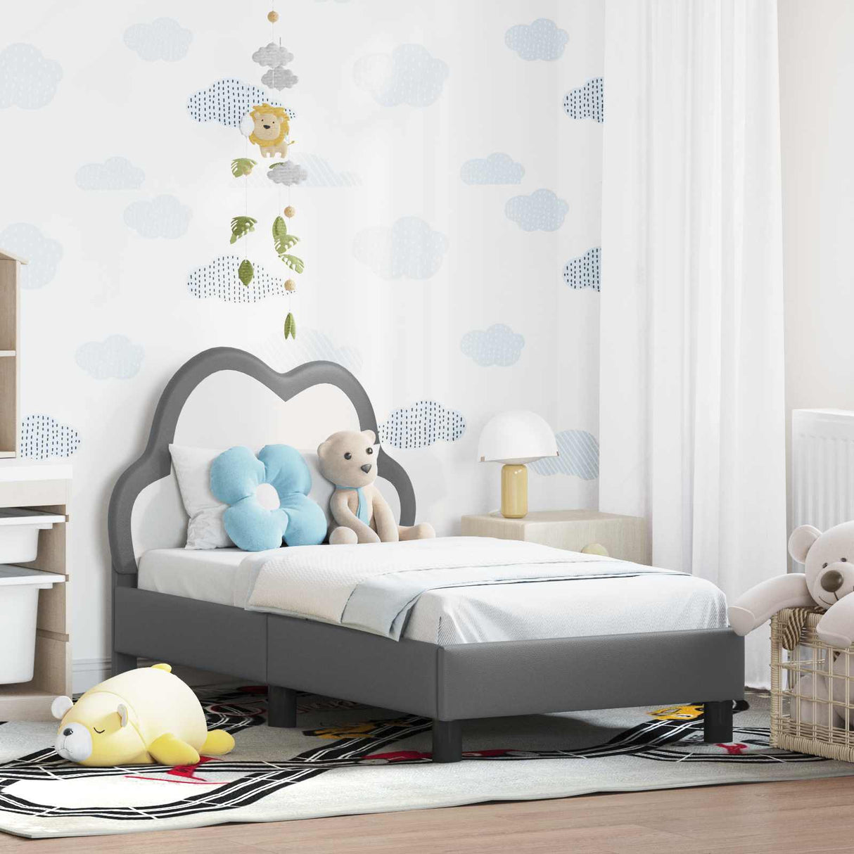vidaXL Peuterbedframe met hoofdboard Roze 70 x 140 cm PU