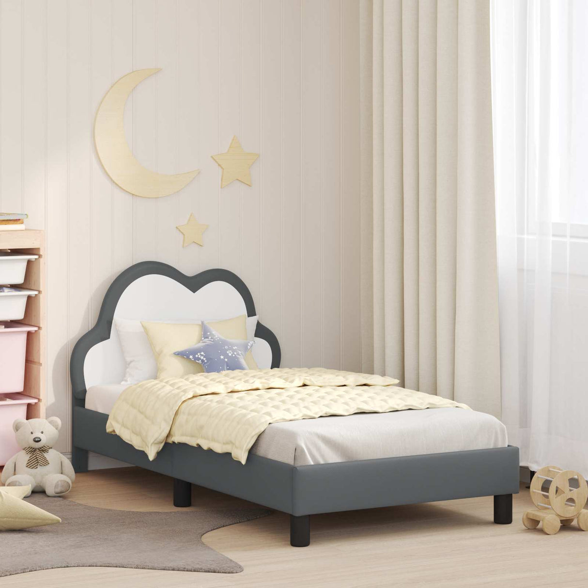 vidaXL Peuterbedframe met hoofdboard Roze 70 x 140 cm PU