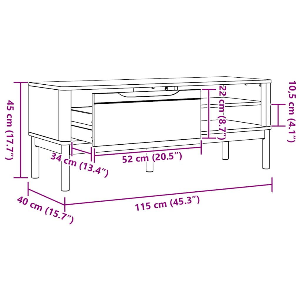 vidaXL Gangbank FLORO Wasbruin 115 x 40 x 45 cm Massief vurenhout